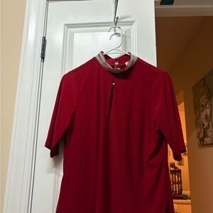 PerSeption Concept Red Dress with Sparkling Collar